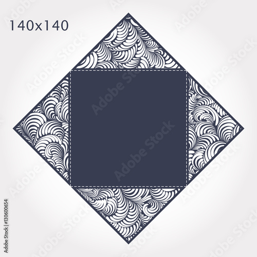 Wedding Invitation Baroque. Template for laser cutting. Open card. It can be used as an envelope. Folded size 140x140 mm.