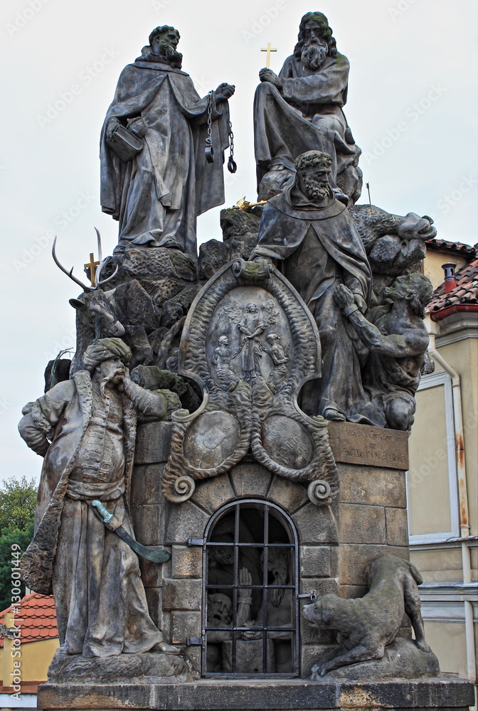 Statuary of St. John of Matha, St. Felix of Valois and St. Ivan in Prague, Czech Republic