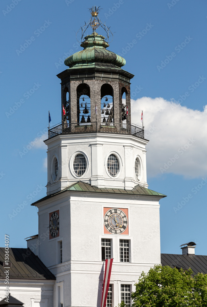 Obraz premium The Neue Residenz Clock Tower in Salzburg . Austria