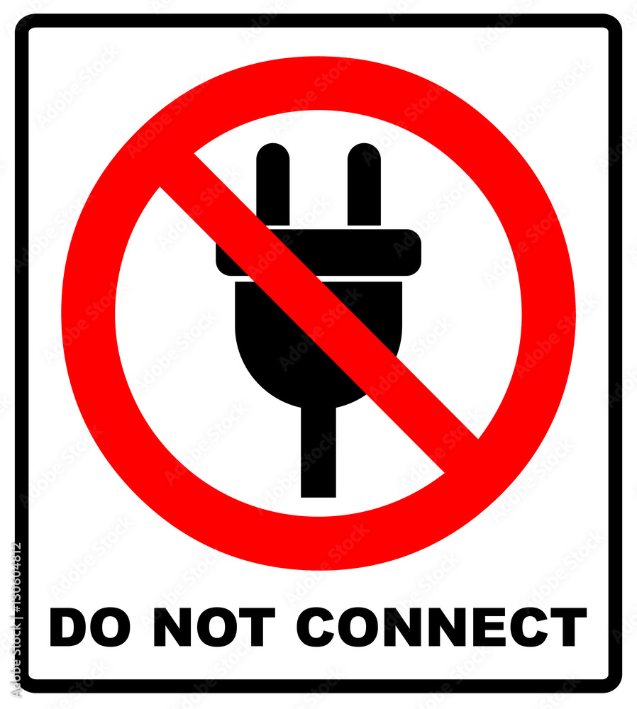 Illustration of a not allowed icon with a plug