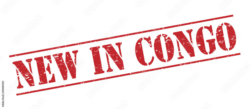 new in congo red stamp on white background new in congo red stamp on white background