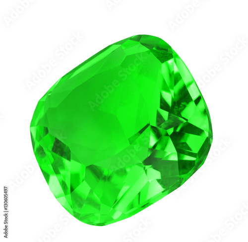dark green emerald gem on white