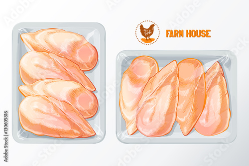 chicken breast polystyrene packaging vector
