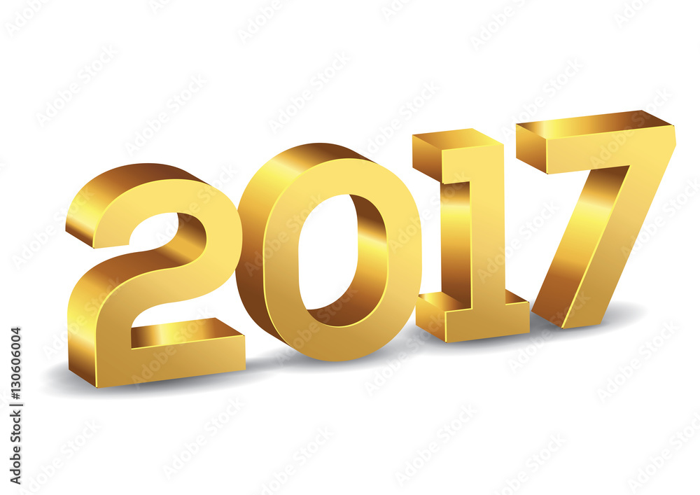3D Happy New Year 2017 Gold Vector Numbers 3D Happy New Year 2017 Gold Vector Numbers