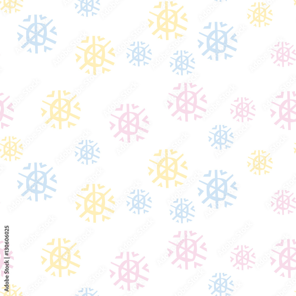 cute pastel color snowfalkes semless pattern on white background cute pastel color snowfalkes semless pattern on white background