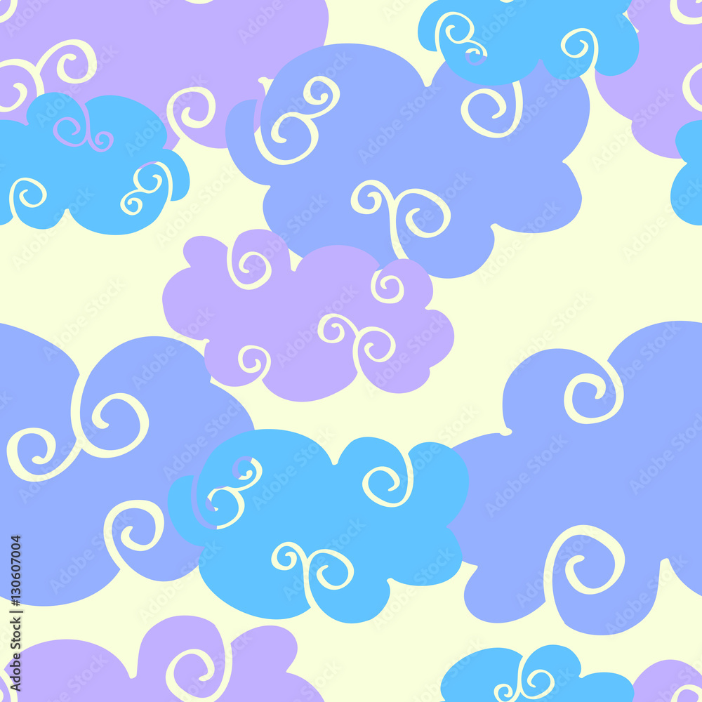 Vector cartoon clouds daytime seamless pattern