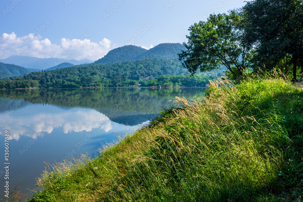 Naklejka premium Reserved water at Mae On irrigation dam