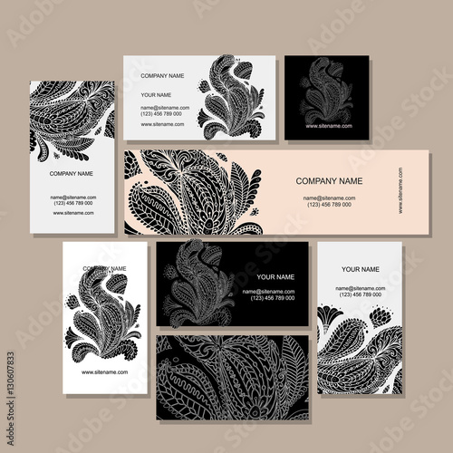 Business cards design, floral mandala