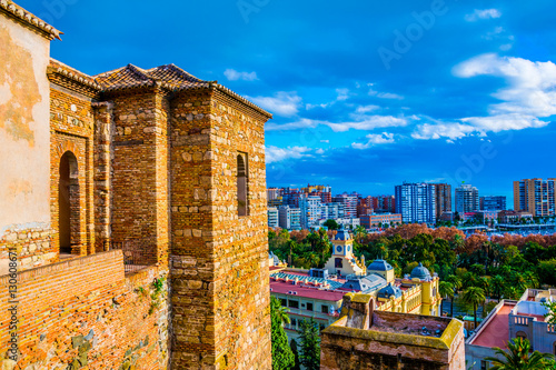 view of a tower of the alcazaba fortress in malaga photo