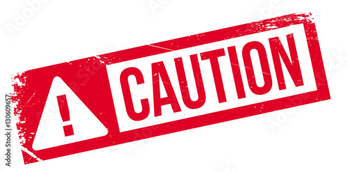 Caution rubber stamp. Grunge design with dust scratches. Effects can be easily removed for a clean, crisp look. Color is easily changed.