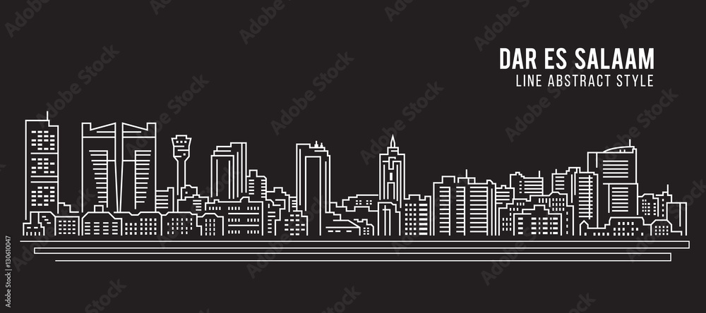 Cityscape Building Line art Vector Illustration design - Dar es Salaam city