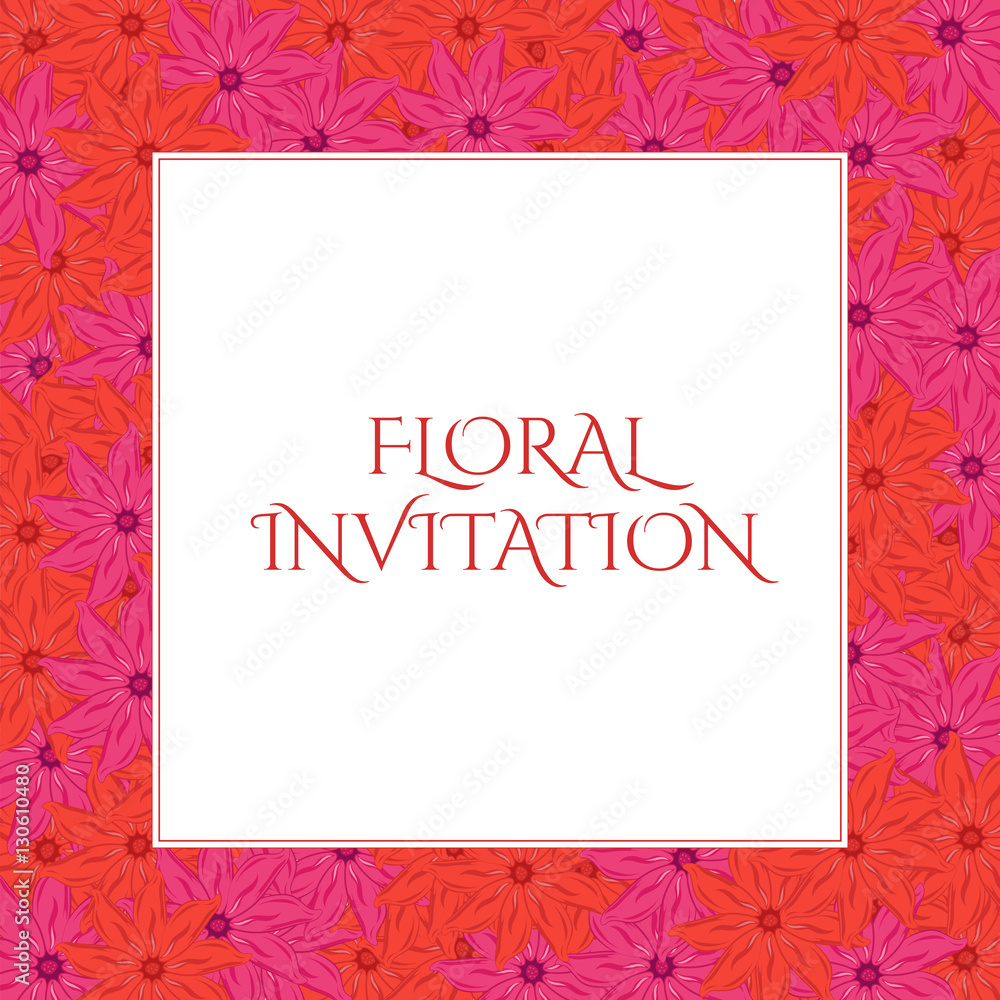 Invitation with floral background. Romantic vector illustration. Invitation with floral background. Romantic vector illustration.