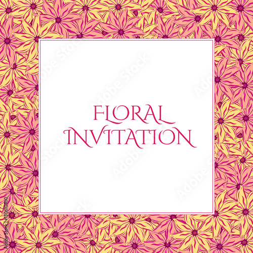 Invitation with floral background. Romantic vector illustration.