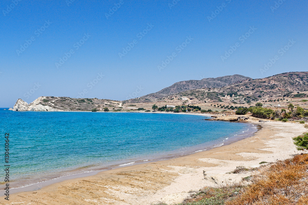 The beach Mavrospilia in Kimolos, Greece