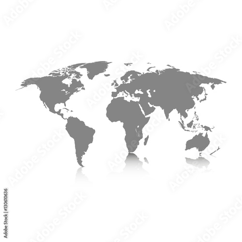 World map grey colored on a white background