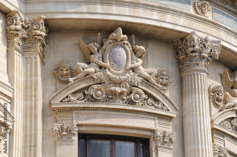 Detail of the facade of the Paris National Opera, built in 1875. The modern name - The National Academy of Music and Dance.