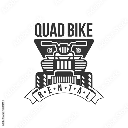Quad Bike Renting Label Design Black And White Template With Text For Quadricycle Rental Business
