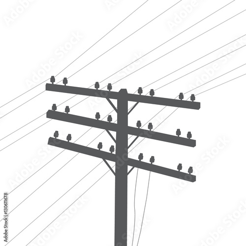 vector image of the old telegraph pole