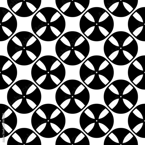 Vector seamless pattern, black & white abstract geometric texture. Simple monochrome illustration of tapes, bobbins. Endless repeat background. Design element for prints, textile, digital, package