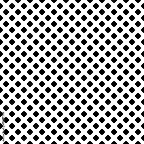 Vector seamless pattern, polka dot texture, rounded geometric figures, black & white backdrop. Simple monochrome texture, abstract endless background. Design for prints, textile, decoration, digital