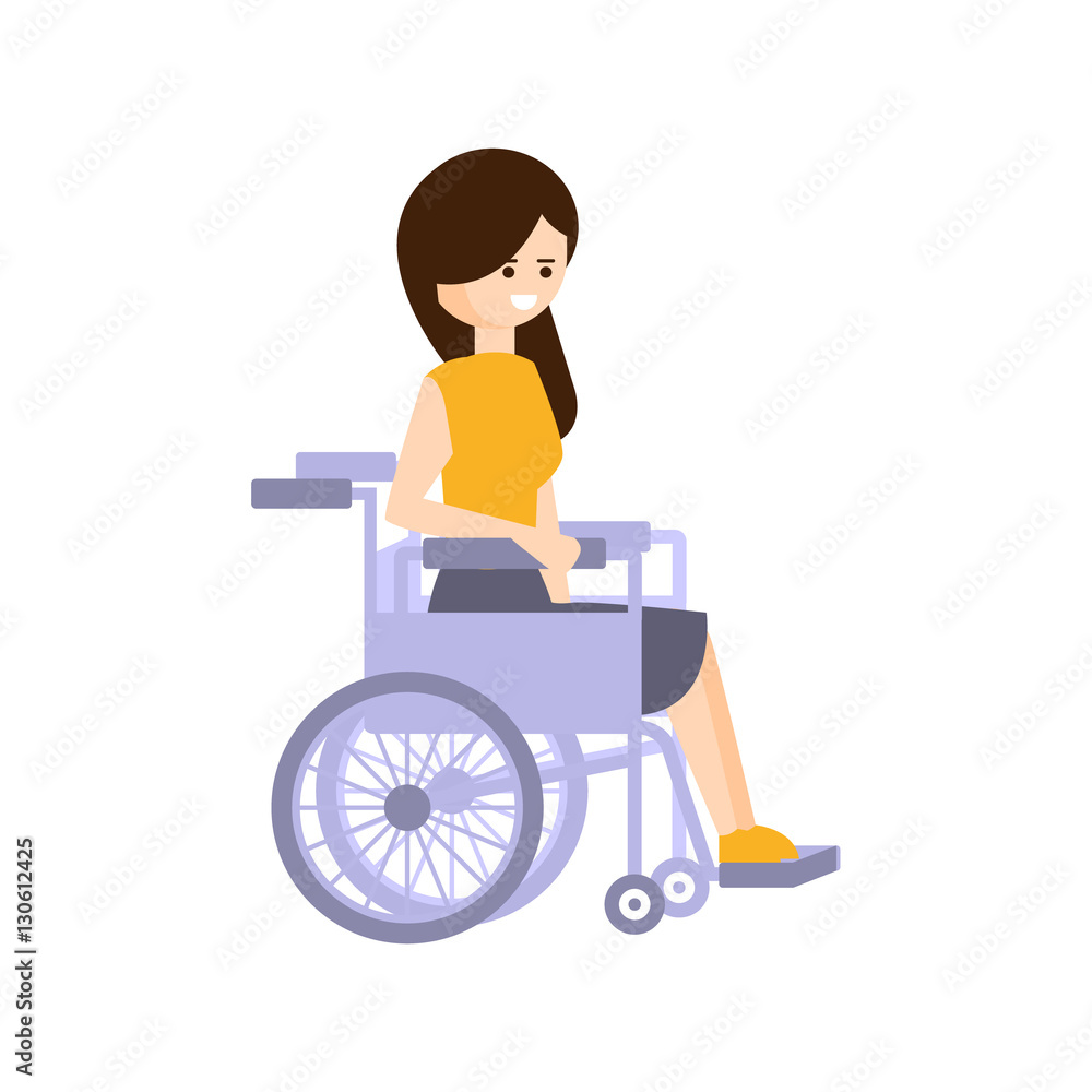 Physically Handicapped Person Living Full Happy Life With Disability Illustration With Smiling Woman In Wheelchair Physically Handicapped Person Living Full Happy Life With Disability Illustration With Smiling Woman In Wheelchair