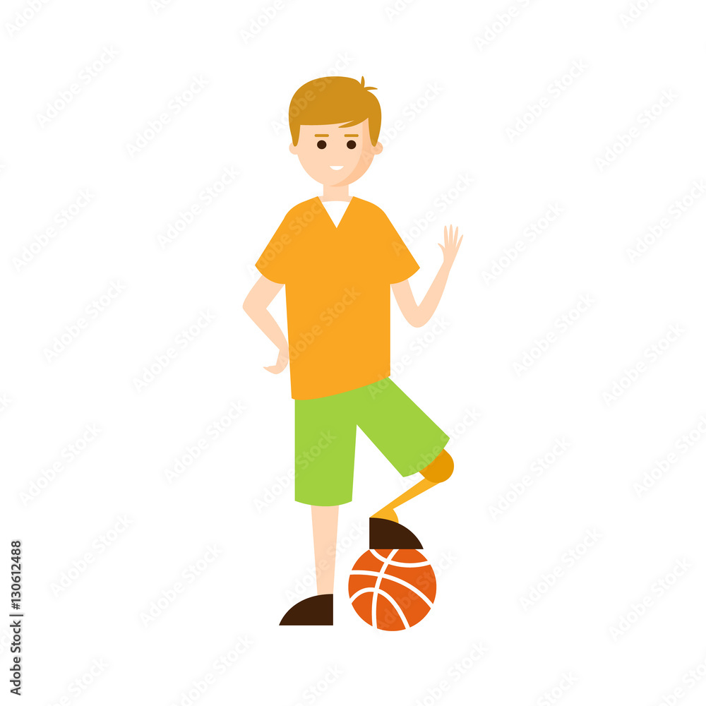 Physically Handicapped Person Living Full Happy Life With Disability Illustration With Smiling Guy With Artificial Leg Playing Football Physically Handicapped Person Living Full Happy Life With Disability Illustration With Smiling Guy With Artificial Leg Playing Football