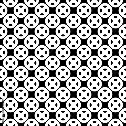 Vector monochrome seamless pattern, black & white buttons, simple repeat geometric figures. Abstract endless symmetric background. Design element for decoration, prints, digital, textile, wrapping © Olgastocker