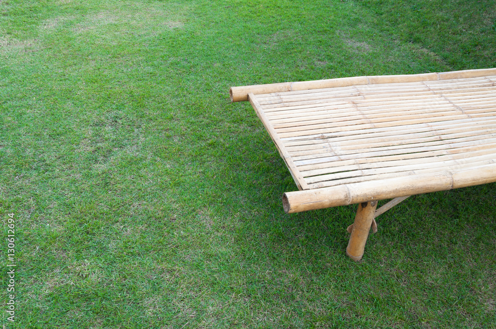 Bamboo chair flooring on the back lawn naturally background Bamboo chair flooring on the back lawn naturally background