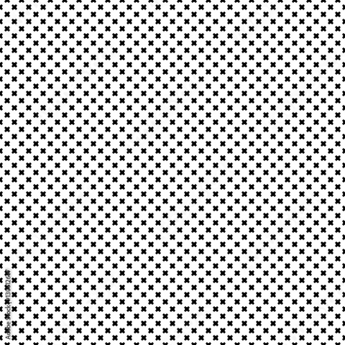 Vector monochrome seamless pattern  geometric minimalist texture  black crosses on white backdrop. Modern abstract symmetric repeat background. Design element for prints  decoration  digital  web