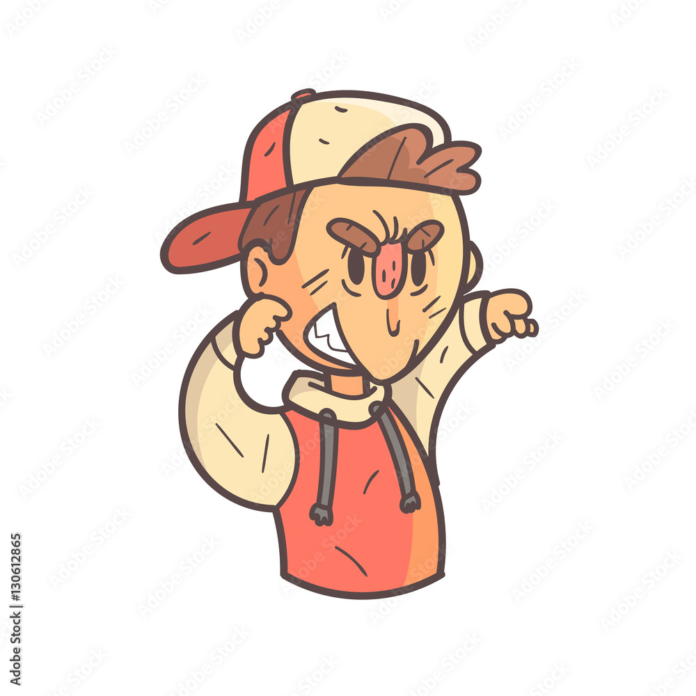 Aggressive Boy In Cap And College Jacket Hand Drawn Emoji Cool Outlined Portrait Aggressive Boy In Cap And College Jacket Hand Drawn Emoji Cool Outlined Portrait
