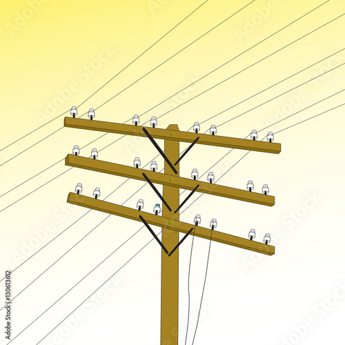 vector image of the old telegraph pole