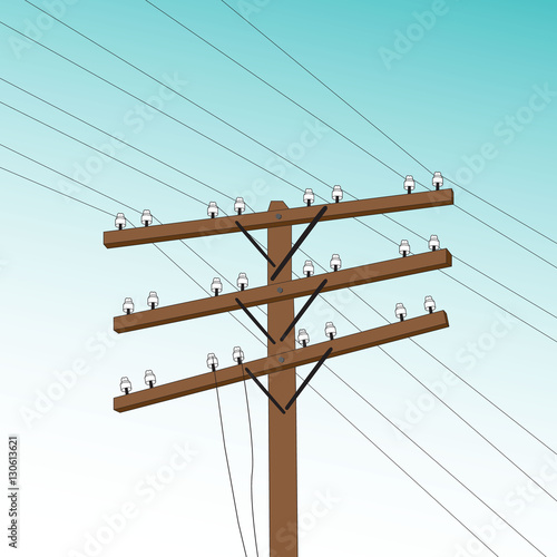 vector image of the old telegraph pole