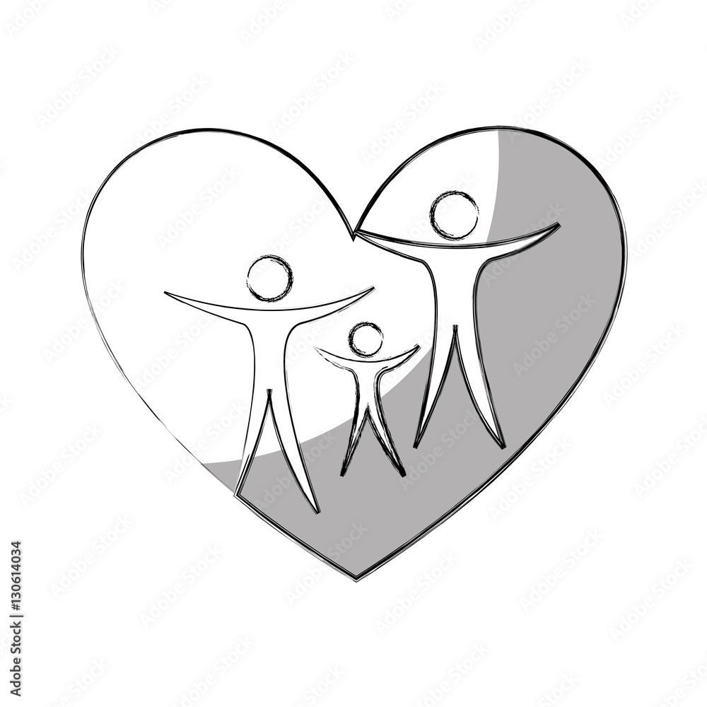 heart with family silhouette vector illustration design heart with family silhouette vector illustration design