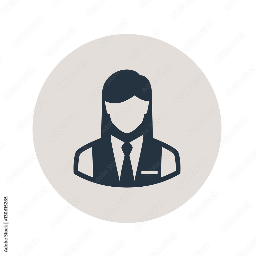 Icono plano silueta camarera en circulo gris