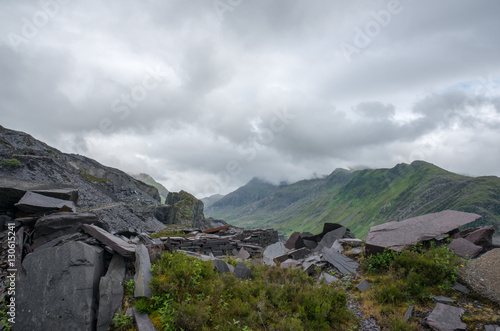 Dinowig slate quarry, looking towards mount snowden in the snowdonia national park, North Wales, England