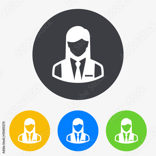 Icono plano silueta camarera en circulo varios colores