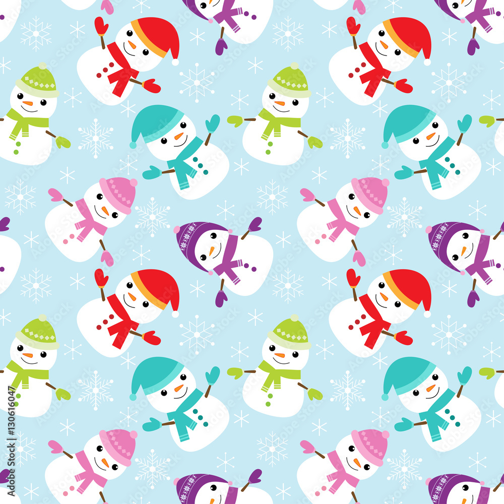 Pattern with cute snowmen