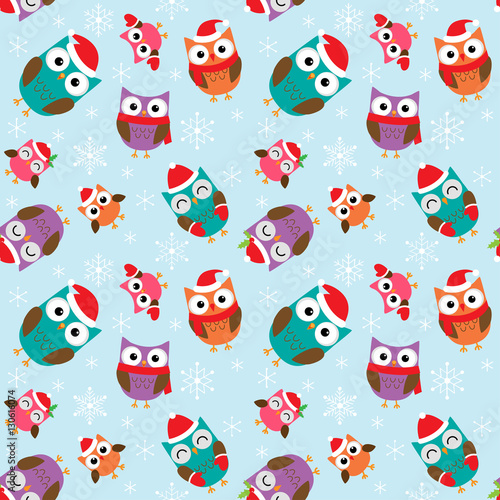 Winter pattern with owls