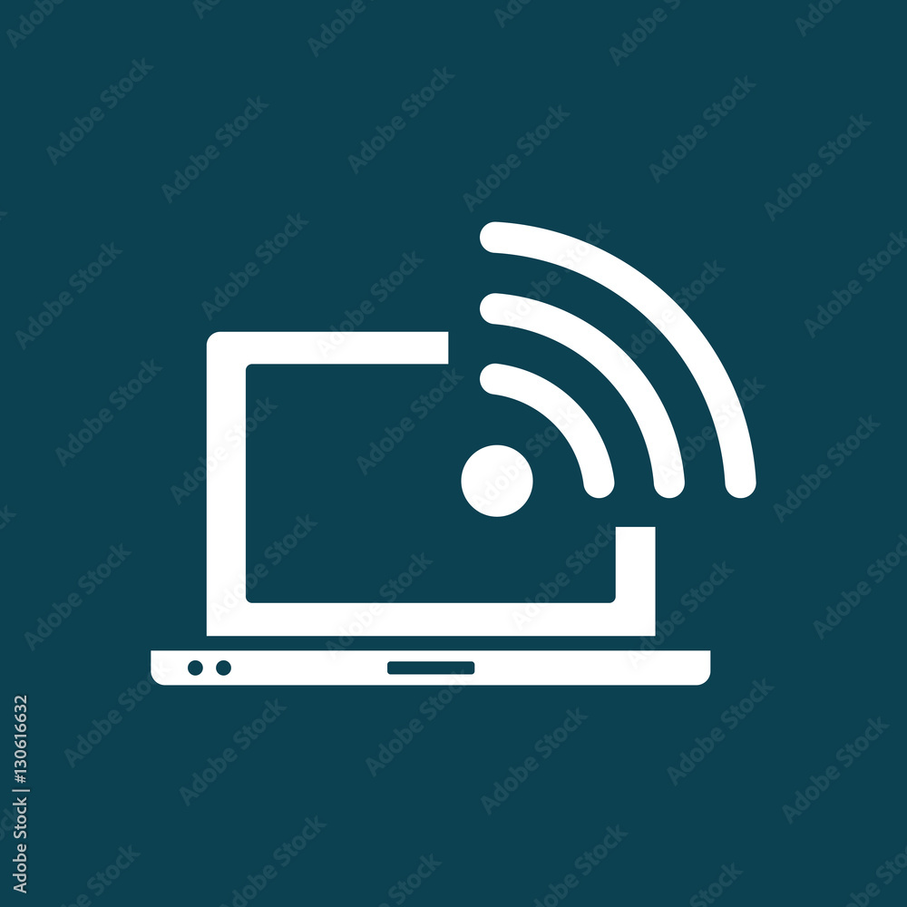 laptop wi-fi icon on blue background laptop wi-fi icon on blue background