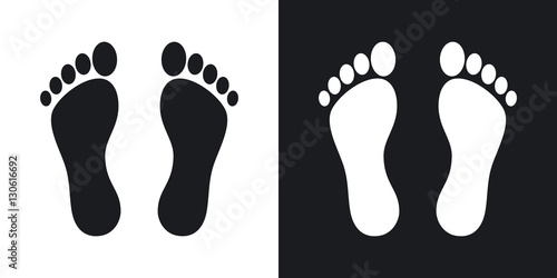 Vector footprints icon. Two-tone version on black and white background