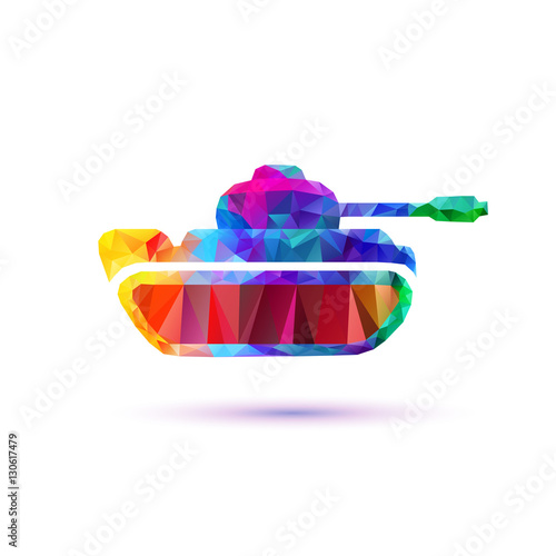 Tank icon. Low poly photo