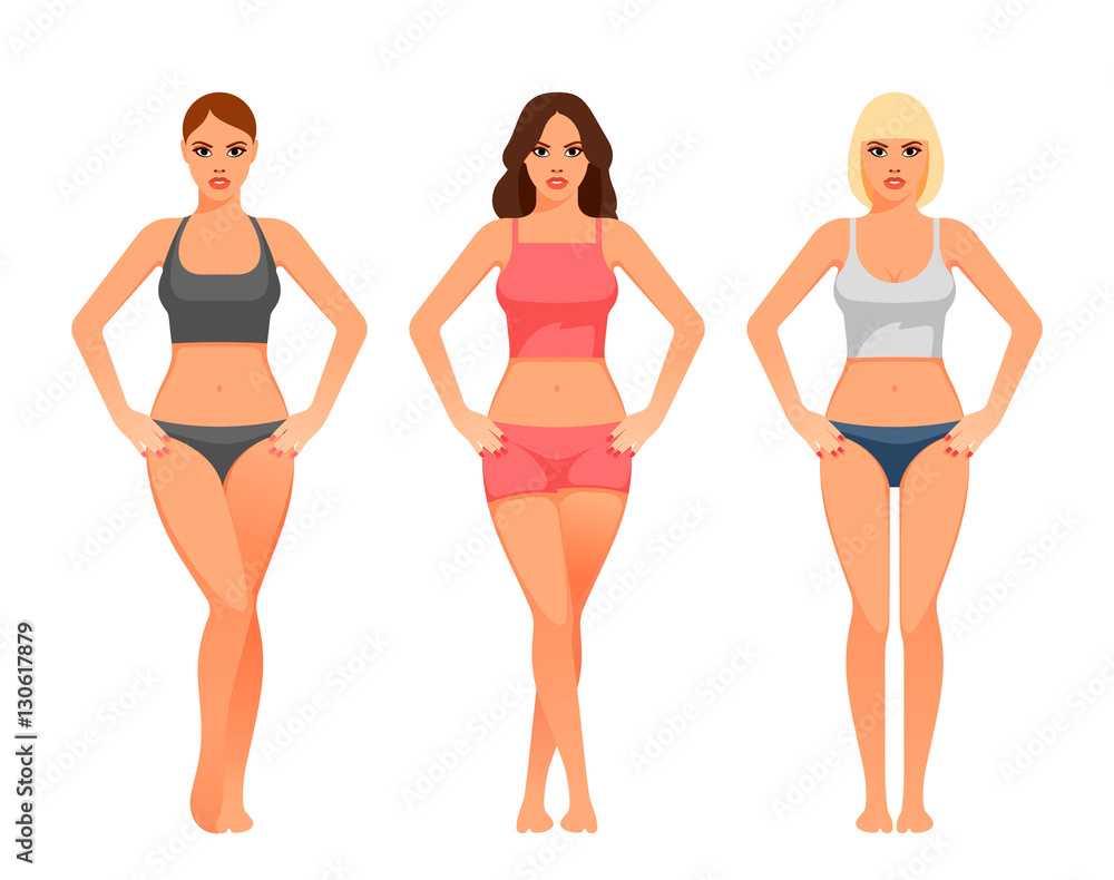 cartoon illustration of a young woman with healthy slim body cartoon illustration of a young woman with healthy slim body