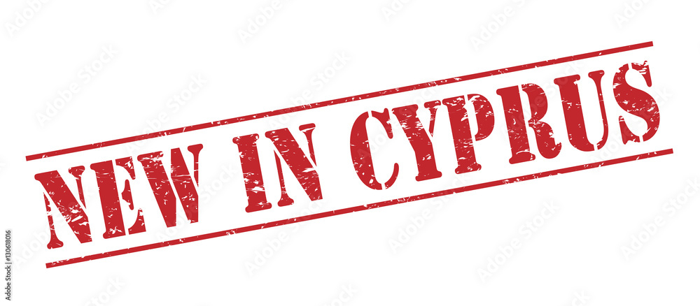 new in cyprus red stamp on white background new in cyprus red stamp on white background