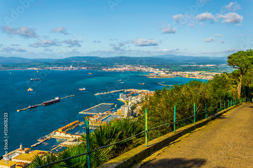 Aerial view of gibraltar taken from the top of the moutain.