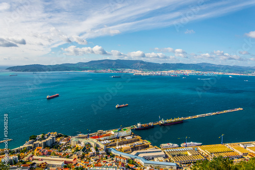 Aerial view of gibraltar taken from the top of the moutain.