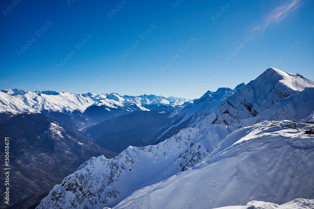 Mountains ski resort Caucasus- nature and sport background .