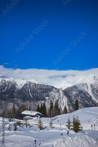 Mountains ski resort Caucasus- nature and sport background . © ZoomTeam
