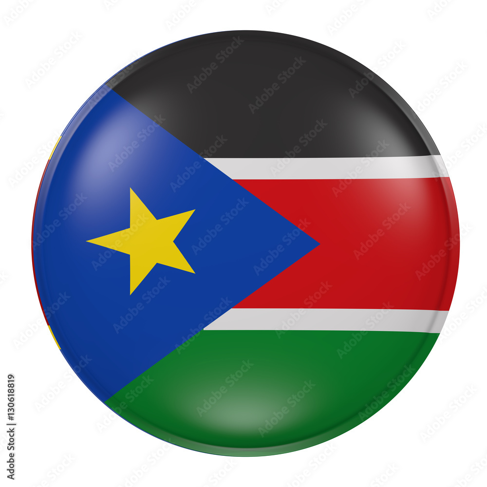 South Sudan button on white background South Sudan button on white background