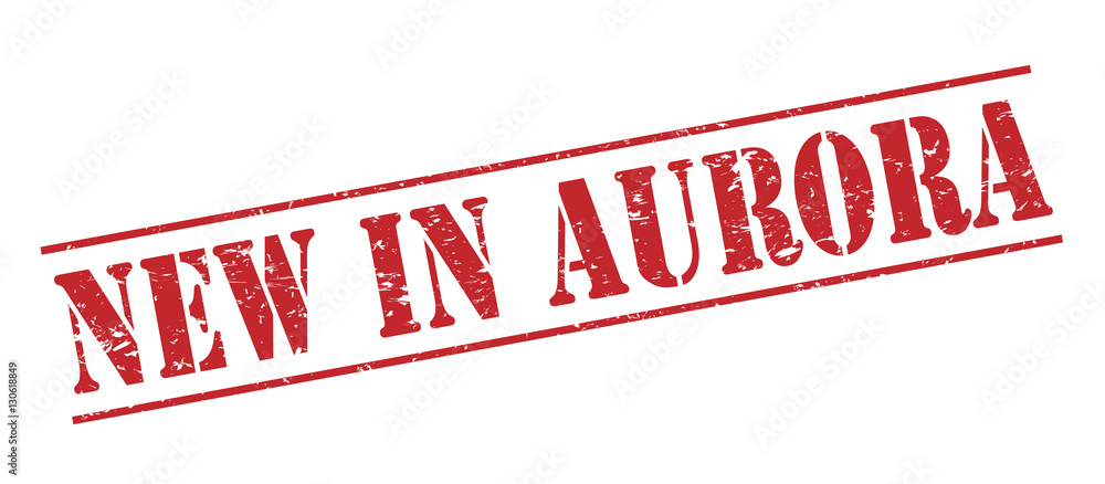 new in aurora red stamp on white background new in aurora red stamp on white background