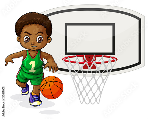 Basketball player bouncing the ball